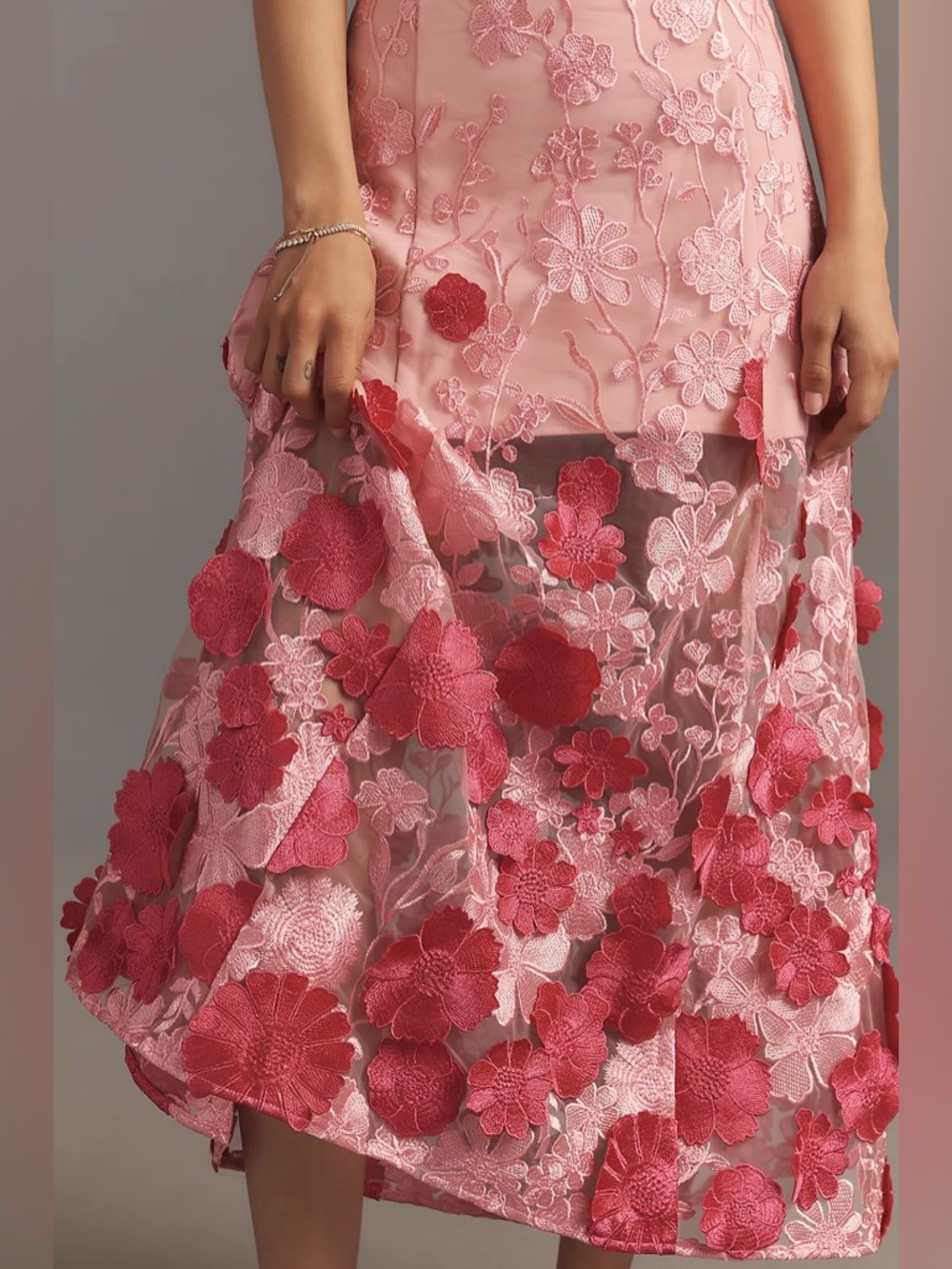 NWT Anthropologie Endless Rose Strapless Floral Appliqué Maxi Dress - Picture 3 of 10